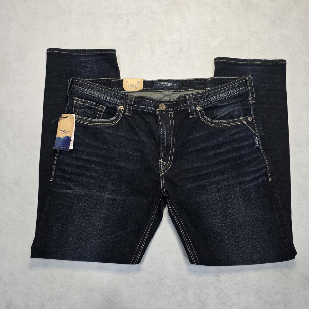 Mens Silver Jeans Deep Blue Slim Fit Size 40/32